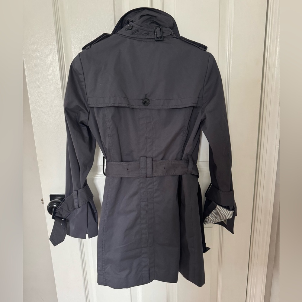 EUC Banana Republic Slate Blue Trench Coat Petite Small - Picture 2 of 6